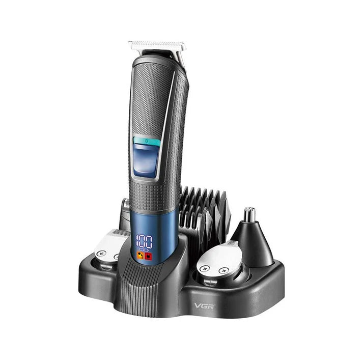 VGR V-108 10-in-1 Professional Men’s Grooming Kit – Corded & Cordless, Stainless Steel Blades, 600mAh Battery