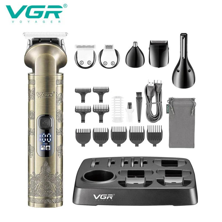 VGR V-109 6-in-1 Men’s Grooming Kit – Metal Body, Smart Display, 180-Min Runtime, USB Rechargeable