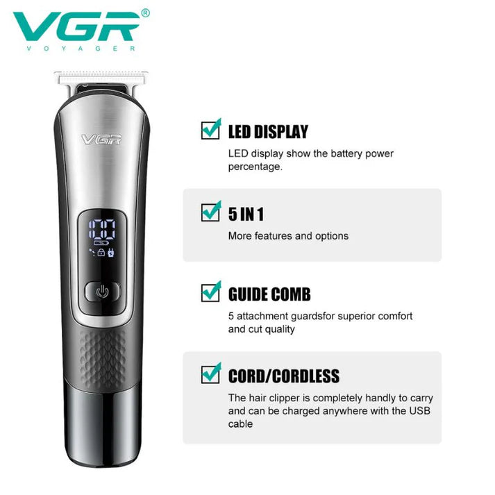 VGR V-111 Professional Hair Grooming Kit – 300-Min Runtime, Fast USB Charging, Precision Blades