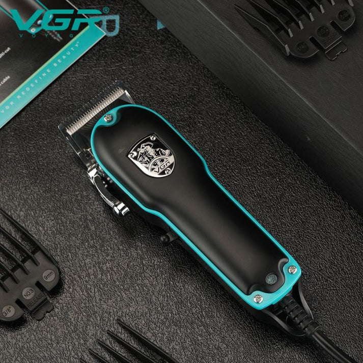 VGR V-123 Professional Hair Clipper for Men – AC Powered, Stainless Steel Blades, 4 Guide Combs