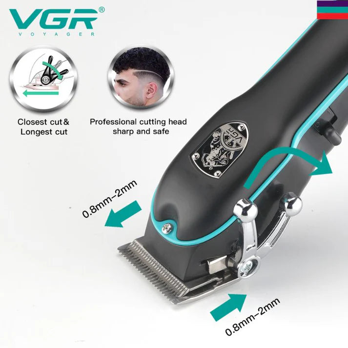 VGR V-123 Professional Hair Clipper for Men – AC Powered, Stainless Steel Blades, 4 Guide Combs