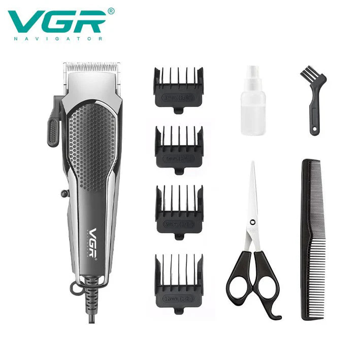 VGR V-130 Professional Hair Clipper for Men – AC Powered, Stainless Steel Blades, 4 Guide Combs