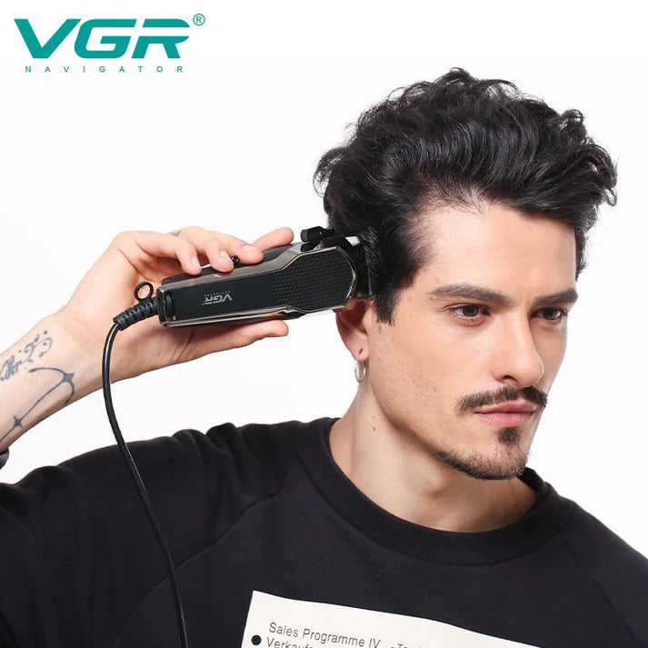 VGR V-130 Professional Hair Clipper for Men – AC Powered, Stainless Steel Blades, 4 Guide Combs