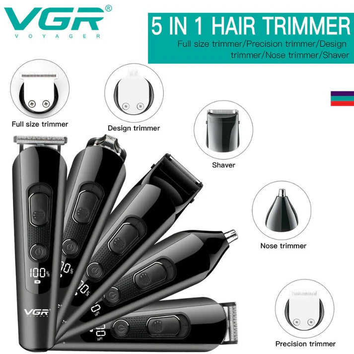 VGR V-175 Men’s Grooming Kit – 150-Min Runtime, Stainless Steel Blades, USB Rechargeable
