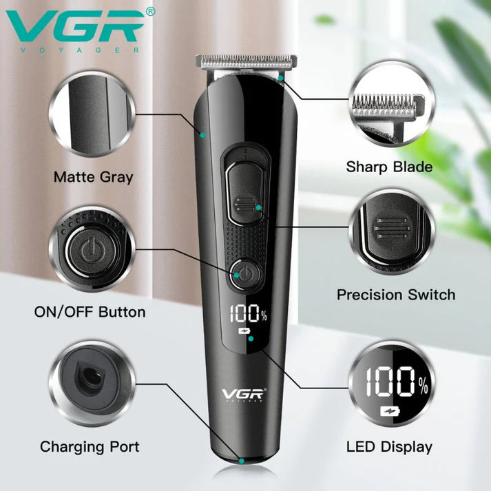 VGR V-175 Men’s Grooming Kit – 150-Min Runtime, Stainless Steel Blades, USB Rechargeable