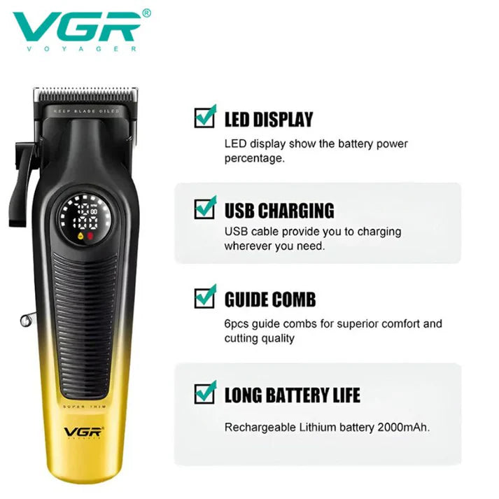 VGR V-196 Professional Hair Trimmer for Men – Titanium Alloy Blade