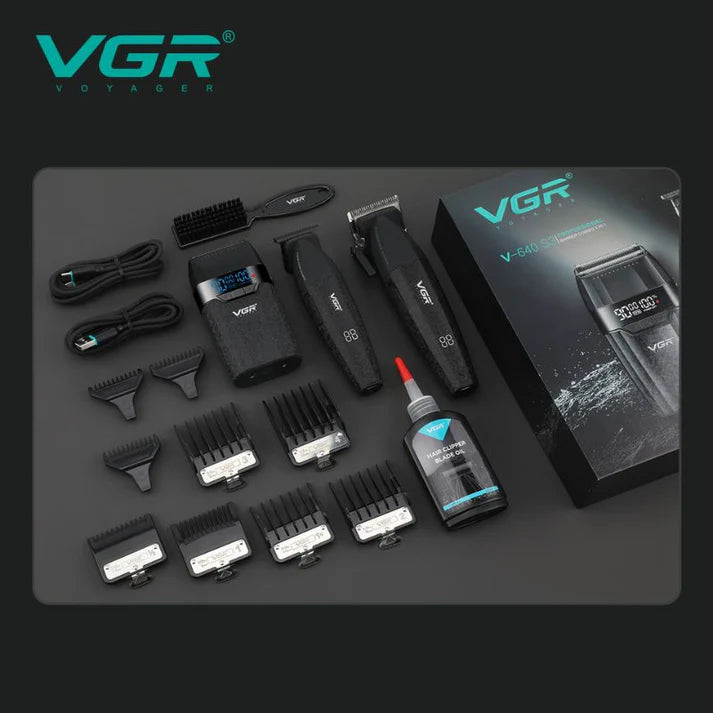 VGR V-640 S3 Professional Grooming Kit – 3-in-1 Clipper, Trimmer & Foil Shaver