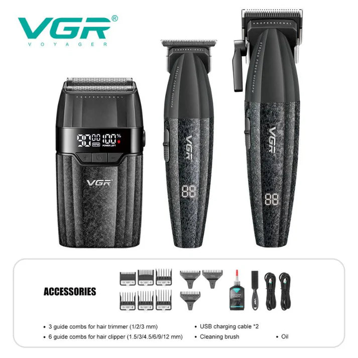 VGR V-640 S3 Professional Grooming Kit – 3-in-1 Clipper, Trimmer & Foil Shaver