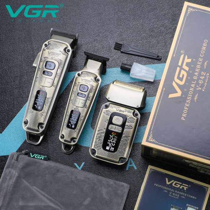 VGR V-642 Professional Grooming Kit – 3-in-1 Clipper, Trimmer & Foil Shaver