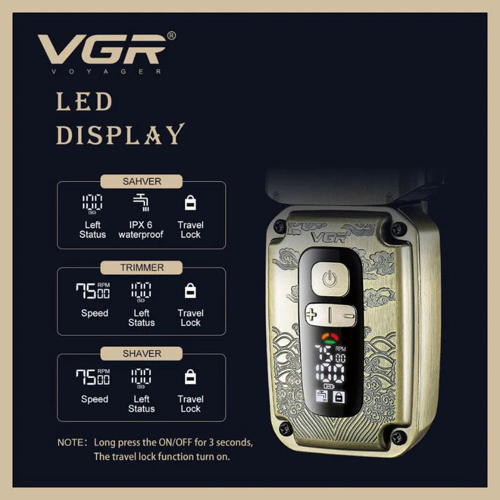 VGR V-642 Professional Grooming Kit – 3-in-1 Clipper, Trimmer & Foil Shaver