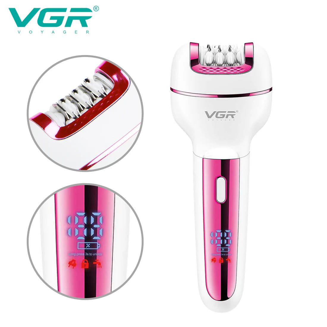 VGR V-732 3-in-1 Multi-Functional Rechargeable Ladies Epilator – Shaver, Trimmer & Callus Remover